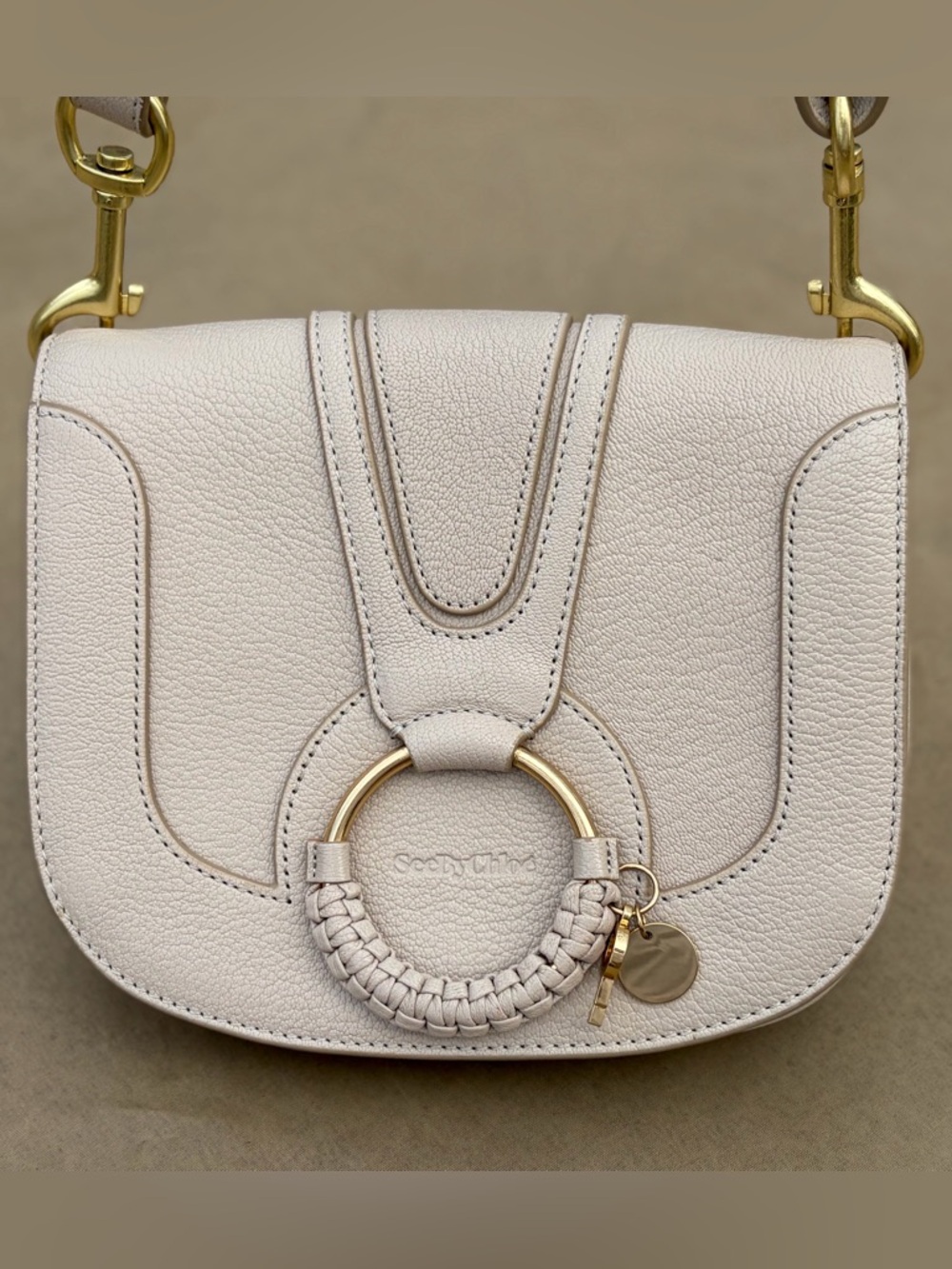 ♥️See by Chloé Joan Small Crossbody Bag Cement Beige Leather